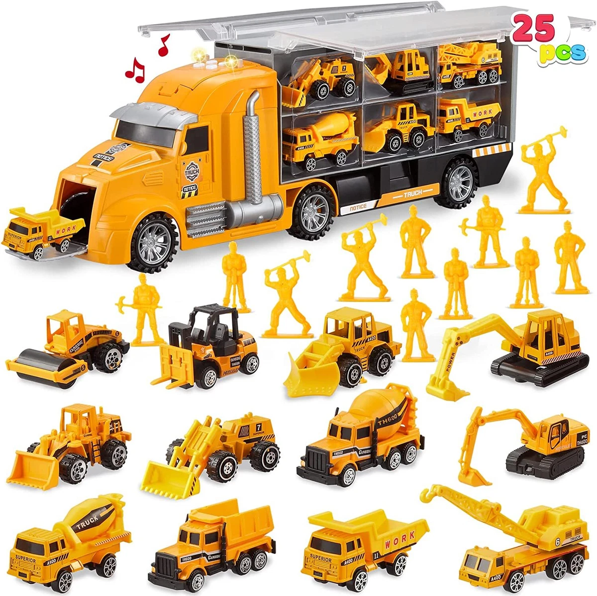 Camion de construccion juguetes para niños regalos para 5,6,7,8 años 25pcs