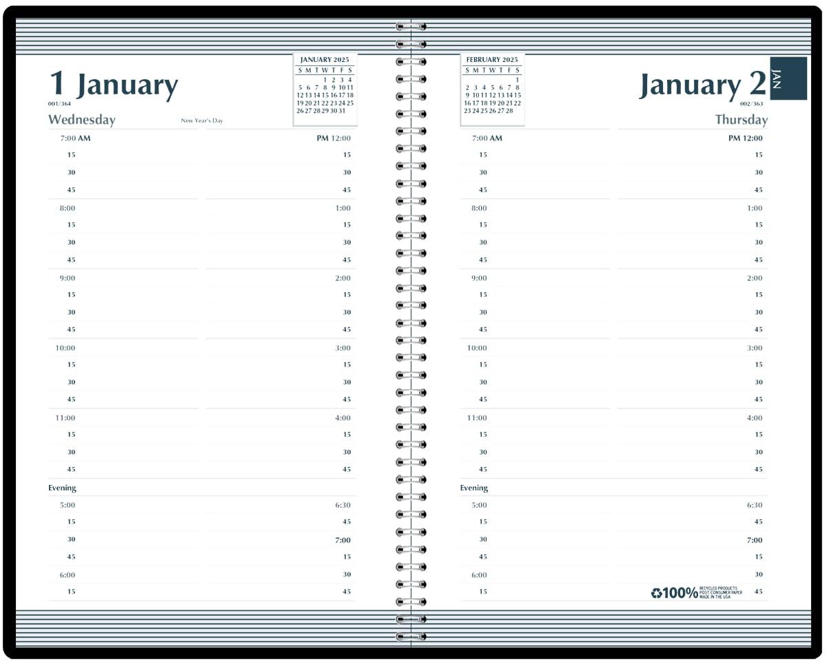 2025 House of Doolittle 5-inch x 8-inch Daily Appointment Book Faux Leather C...
