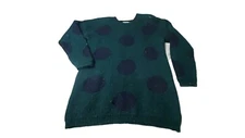 Vtg Polka Dot Oversized Sweater Mohair Blend Paul Harris 90s Fuzzy Tunic Green