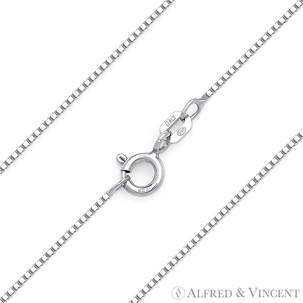 0.7mm Thin Box Link .925 Italy Sterling Silver w/ Rhodium