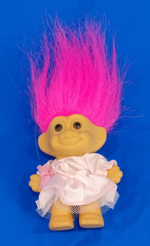 Vintage Troll Russ 3 Inch Flower Girl, Wedding Party, Pink Hair 42501 - Picture 5 of 7
