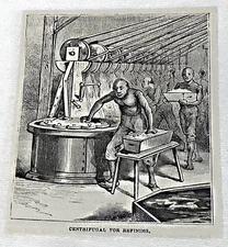 small 1878 magazine engraving ~ CENTRIFUGAL FOR REFINING Sugar Estate in Cuba