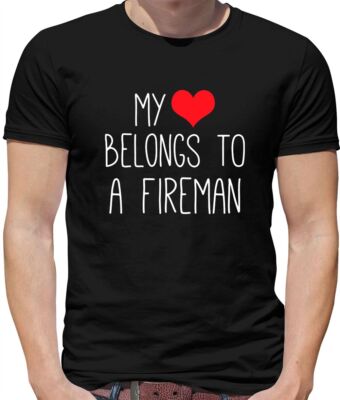My Heart Belongs To A Fireman Herren T-Shirt - Feuerwehrmann - Feuerwehrmann - Hochzeit