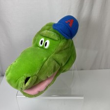 Dakin Hand Puppet Alligator Green Wearing Red Baseball Cap 1998 Vintage