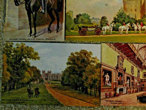 8 OLD POSTCARDS TUCK'S OILETTE & SALMON SERIES WINDSOR CASTLE WHITEHALL GUARD - Picture 4 of 5