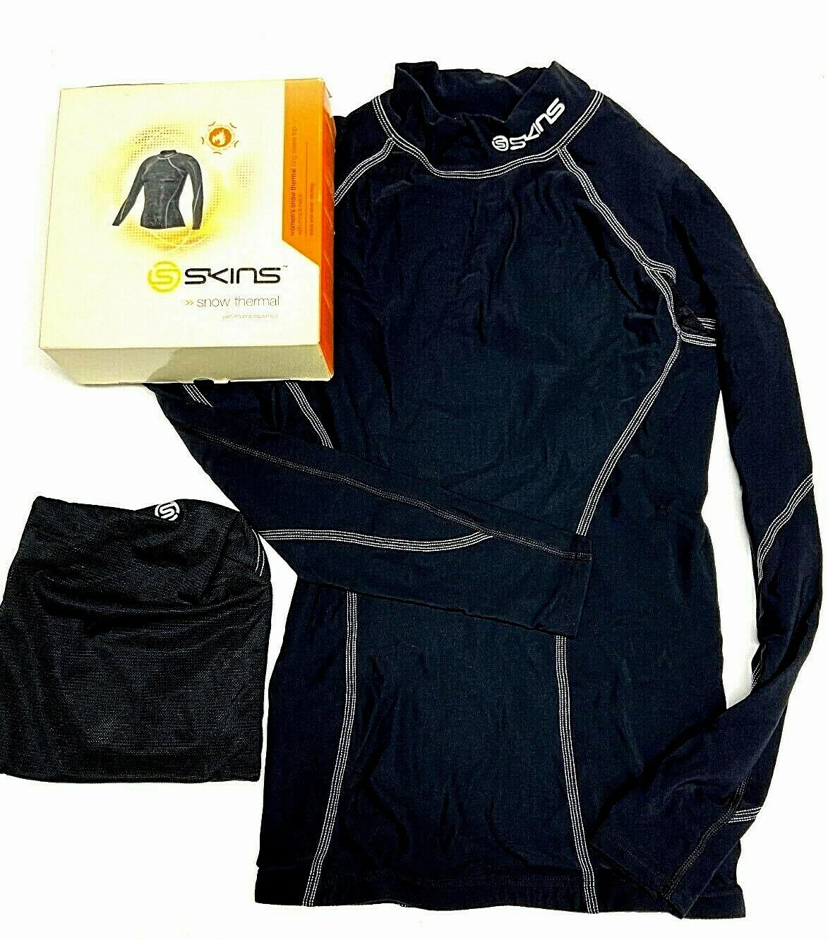 $140 SKINS Snow Thermal Womens Size L NWT Top Base Layer Black Ski Snowboard L/S