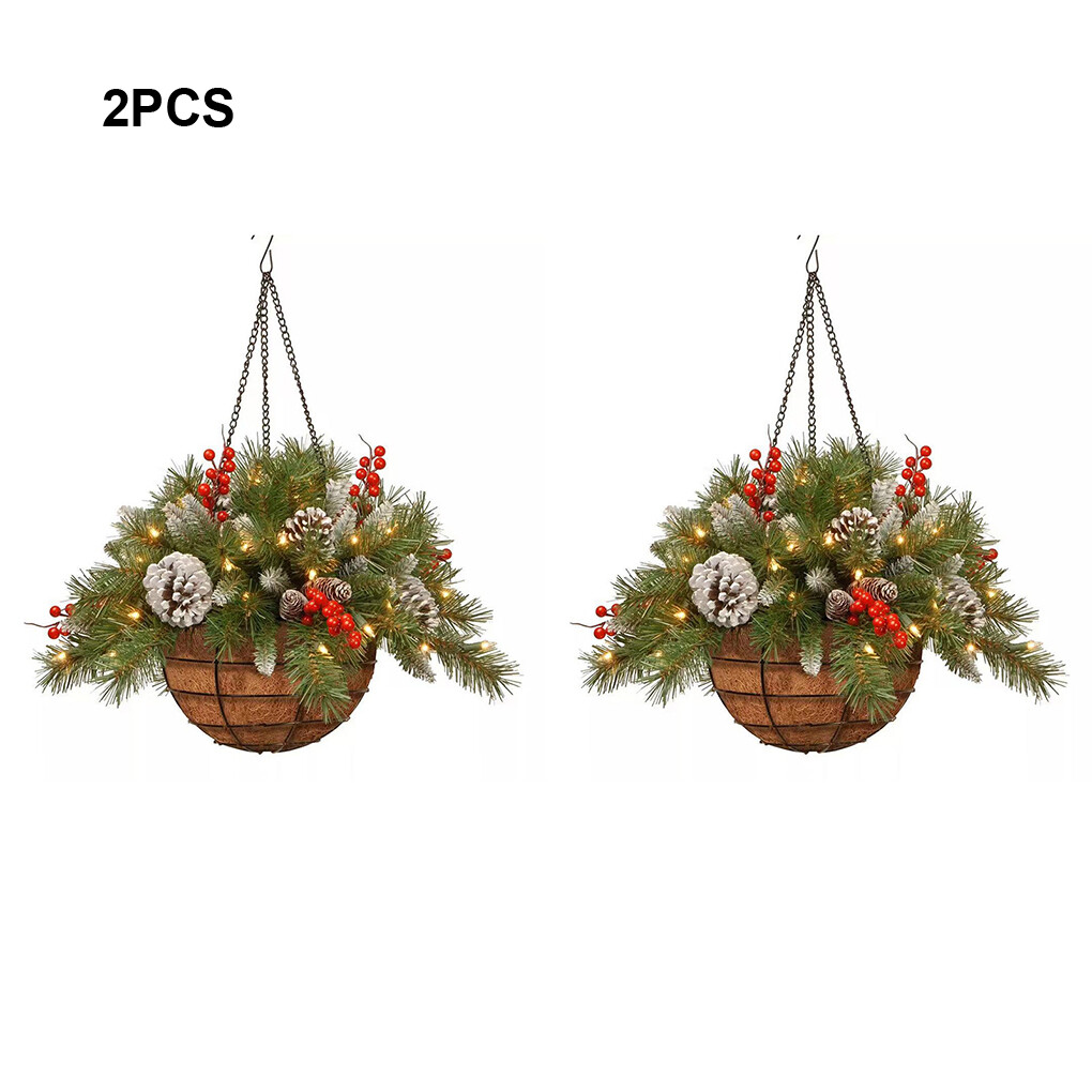 Artificial Christmas Greenery 2 Pack Pre Lit Artificial Christmas ...