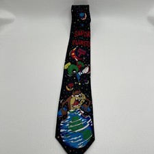 VTG 90's Looney Tunes Marvin The Martian and Taz ''Savor The Planets'' Neck Tie