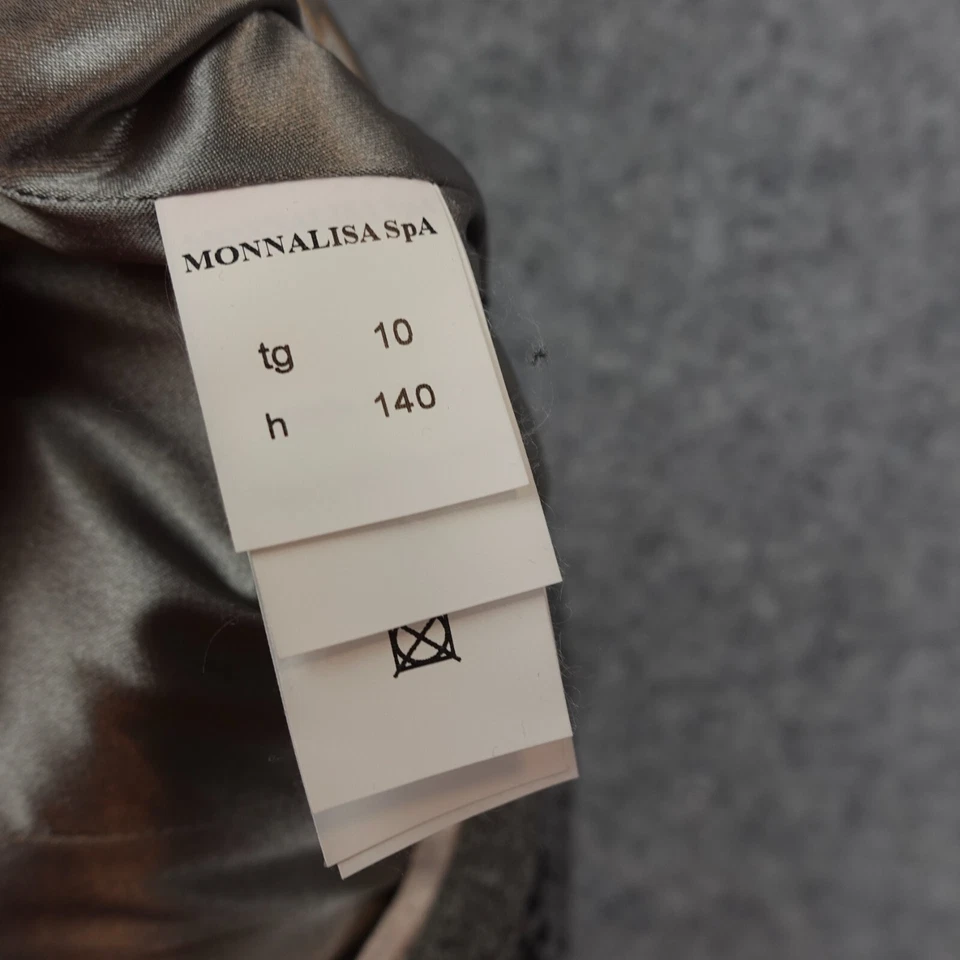 Niñas Elegante Vestido de Fiesta 10 Gris Plateado Lentejuelas Encaje Plisado Vacaciones MONNALISA ITALIA Foto 4 de 4