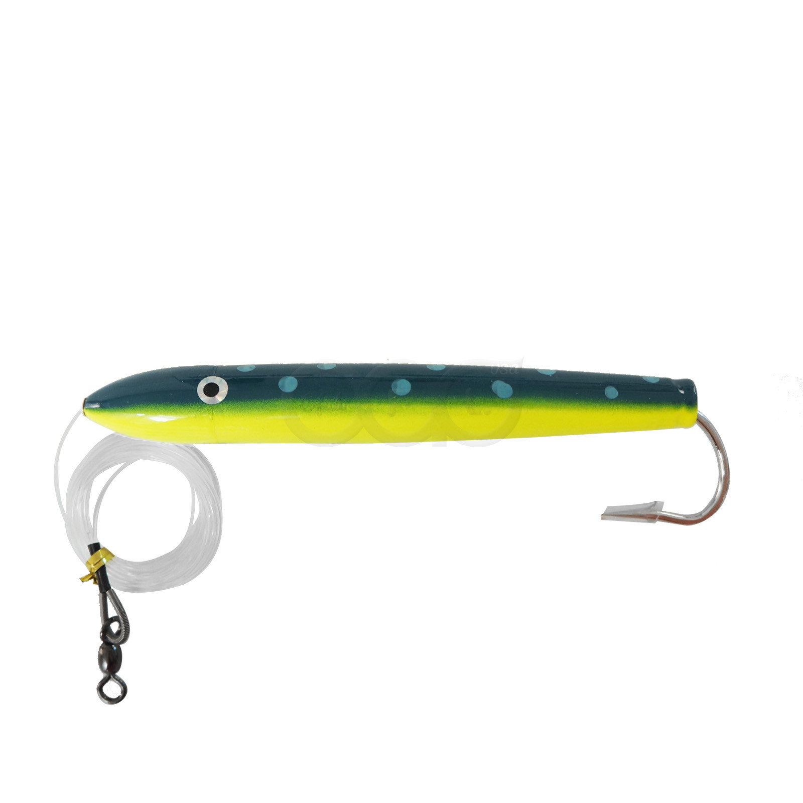 2pcs Fishing Cedar Plugs Rig Trolling Wooden Lure w/ 10/0 Hook Blue Dorado  - Image 6