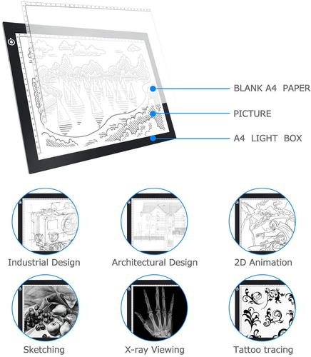Litenergy A4 LED Copy Board Light Tracing Box, Ultra-Thin Adjustable USB Power A - Picture 8 of 12
