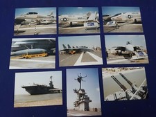 1980's Lot of 9 Military Photos of Fighter Jets and Battleship