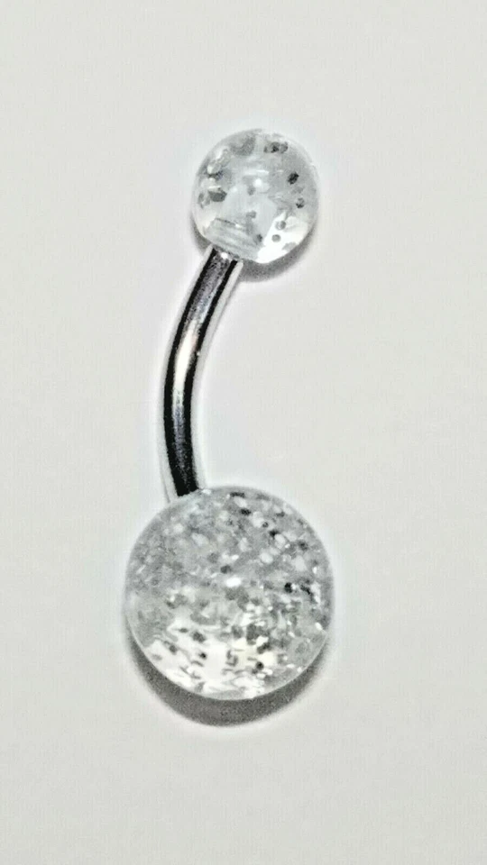 Anillos ombligo 8 colores brillo acrílico calibre 14 3/8 pulgadas Foto 2 de 4