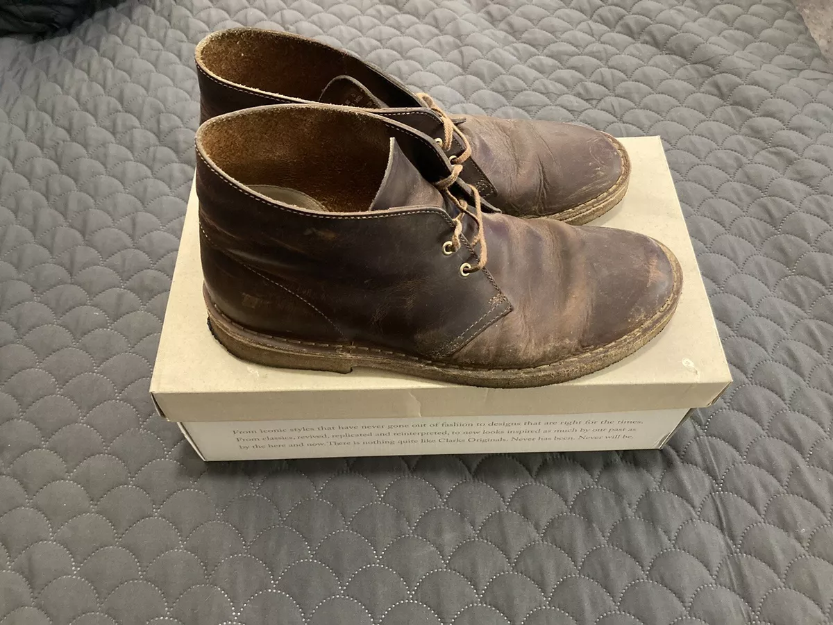 Clarks Originals Desert Boots Brown Beeswax Leather w/ Crepe Men's 10 | eBay