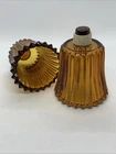 Pair Of Vintage HOMCO Amber Peg Votive Ribbed Candle Holders Grommets