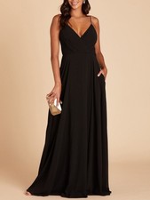 Birdy Grey Kaia Black Chiffon Maxi Dress Size XS Empire Waist Formal Bridesmaid