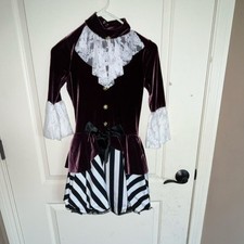 Weissman Girls SA Burgundy Black White Striped Dance Costume 13539