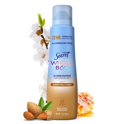 Whole Body Deodorant Spray for Women, Almond Milk & Honey Scent, Aluminum Fre...