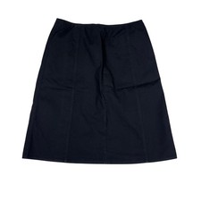 Vtg 90s Ralph Ralph Lauren Black Cotton Spandex A-Line Midi Skirt Size 8 Preppy