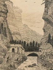 Drawing Art Raw Naif Ink 1950 Paper Entrance Desert of The Large Chartreuse