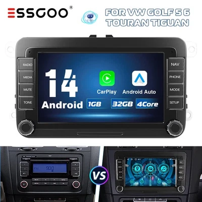 7" Autoradio Carplay Android 14 GPS RDS Wifi Pour VW GOLF 5 6 Passat Touran T5 - Photo 1/4