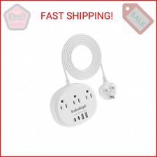 UK Adapters for Travel 13A , US to UK Plug Adapter with 3 Outlets 4 USB Ports 2