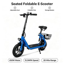 Phantomgogo Electric Scooter with Seat for Adult Folding Commuter E-Scooter Blue