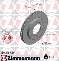 2X Zimmermann Bremsscheibe Coat Z 380.2169.20 FüR Classic Sport Pajero 3 Canvas
