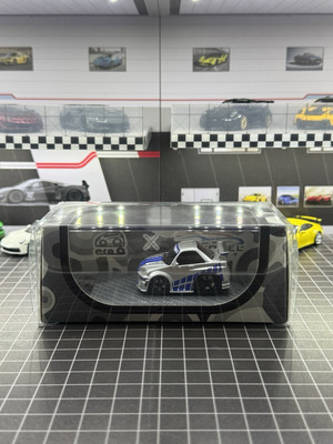 1/64 YM model X Era Q Car Skyline R34 Silver Blue Fast And Furious Resin
