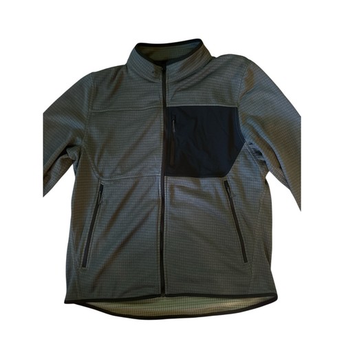 Men L PROOF Huckberry Trail Grid Fleece Jacket Olivenite Full Zip Hike Camp - Picture 2 of 5