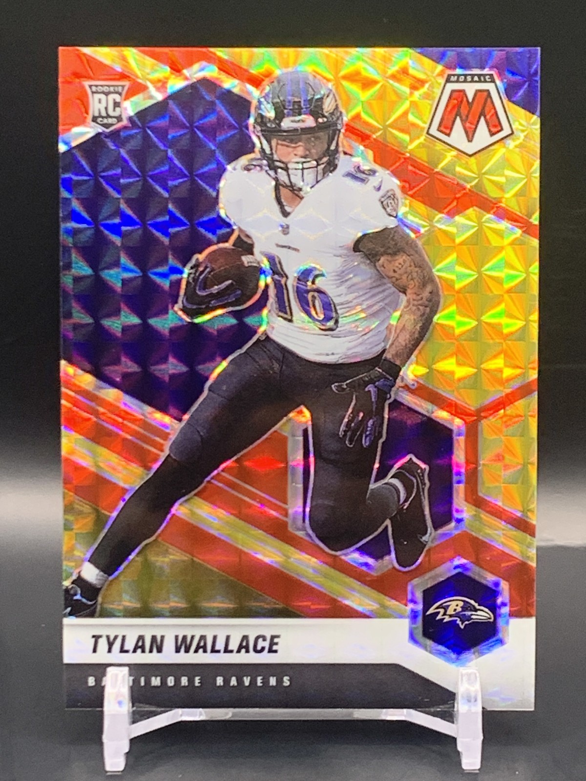 2021 Mosaic Tylan Wallace Choice Prizm Fusion Red & Yellow /80 - Baltimore