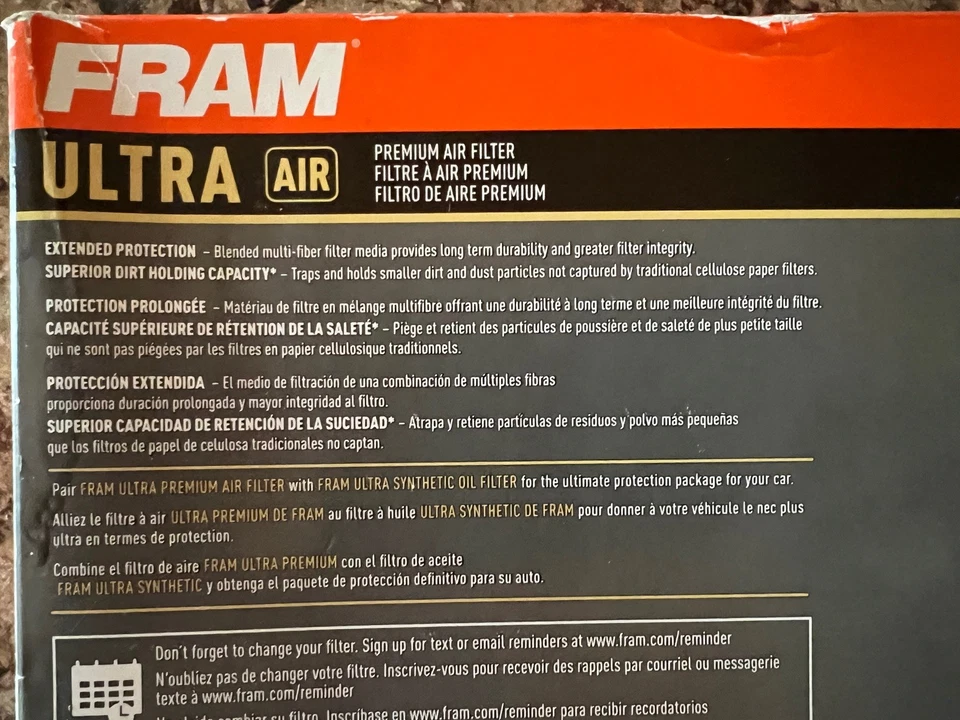 Fram 9898 Ultra Air Premium Air Filter- 4yrs/40k Miles Mazda 3/5 Foto 2 de 4