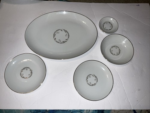 VTG Kaysons Fine China Golden Fantasy Oval Plater 2 Bread Saucer 1 Bowl 1 Small - Picture 2 of 24