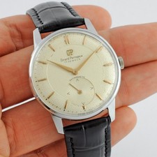AUTHENTIC SWISS GIRARD PERREGAUX NICE VINTAGE DIAL MANUAL WIND STEEL GENTS WATCH