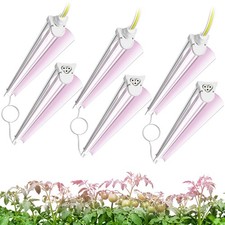 6 Pack 4FT Plant Grow Light,T8 Pinkish White Full Spectrum, with ON/Off Switc...
