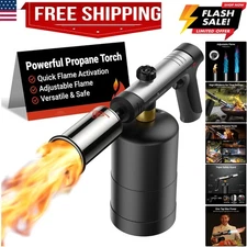 Propane Torch with One-Touch Max Fire, Cooking Blow Torch Gun with a Safety L...