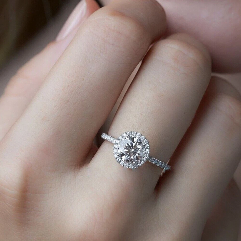 Diamant Ehering IGI GIA Zertifiziert Rund 1,36 Karat Lab Grown 18K Weißgold - Bild 3 von 4