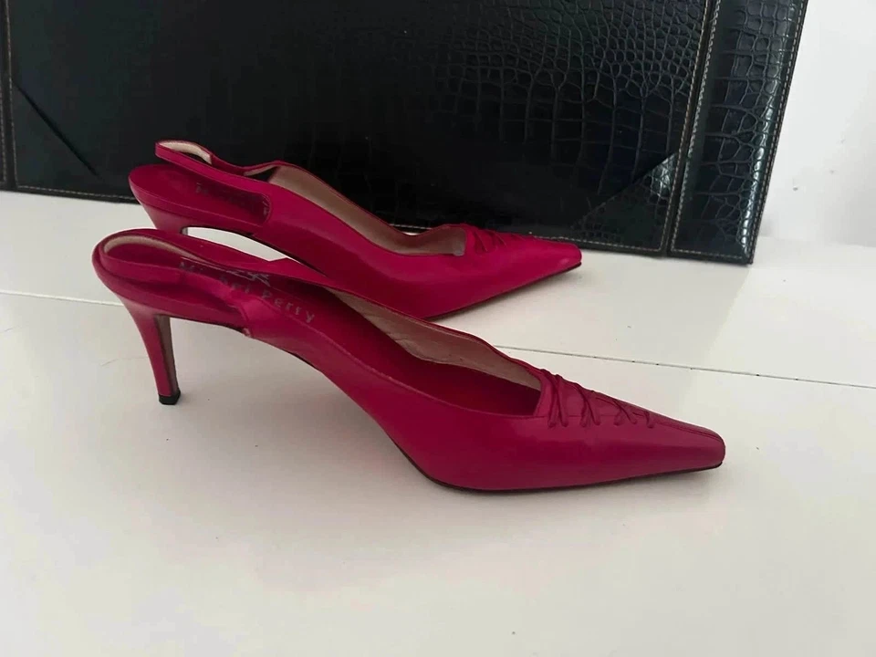 Escarpins Slingback Michel Perry Rose Vif/fuchsia, Pointure 38 - Photo 3/4