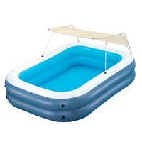 Planschbecken Family Pool Mit Sonnenschutzdach Swimmingpool 254 X 178 X 140 Cm