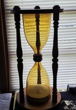 MCM Wood 23" Blenko Hourglass Yellow Glass 1970's Uncataloged  Version
