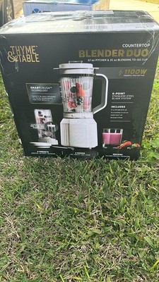 Thyme & Table Countertop Blender Duo, 1100W, 57oz Tritan Pitcher, 6-Point Stainl