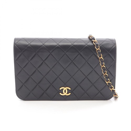 CHANEL Matelass Full Flap Shoulder Bag Lambskin Ladies Black Used from Japan