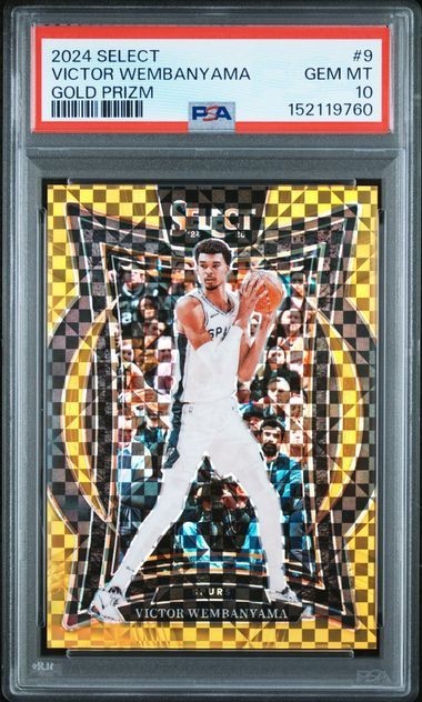 2024-25 Select VICTOR WEMBANYAMA Concourse #9 True Gold Prizm #d 03/10 PSA 10