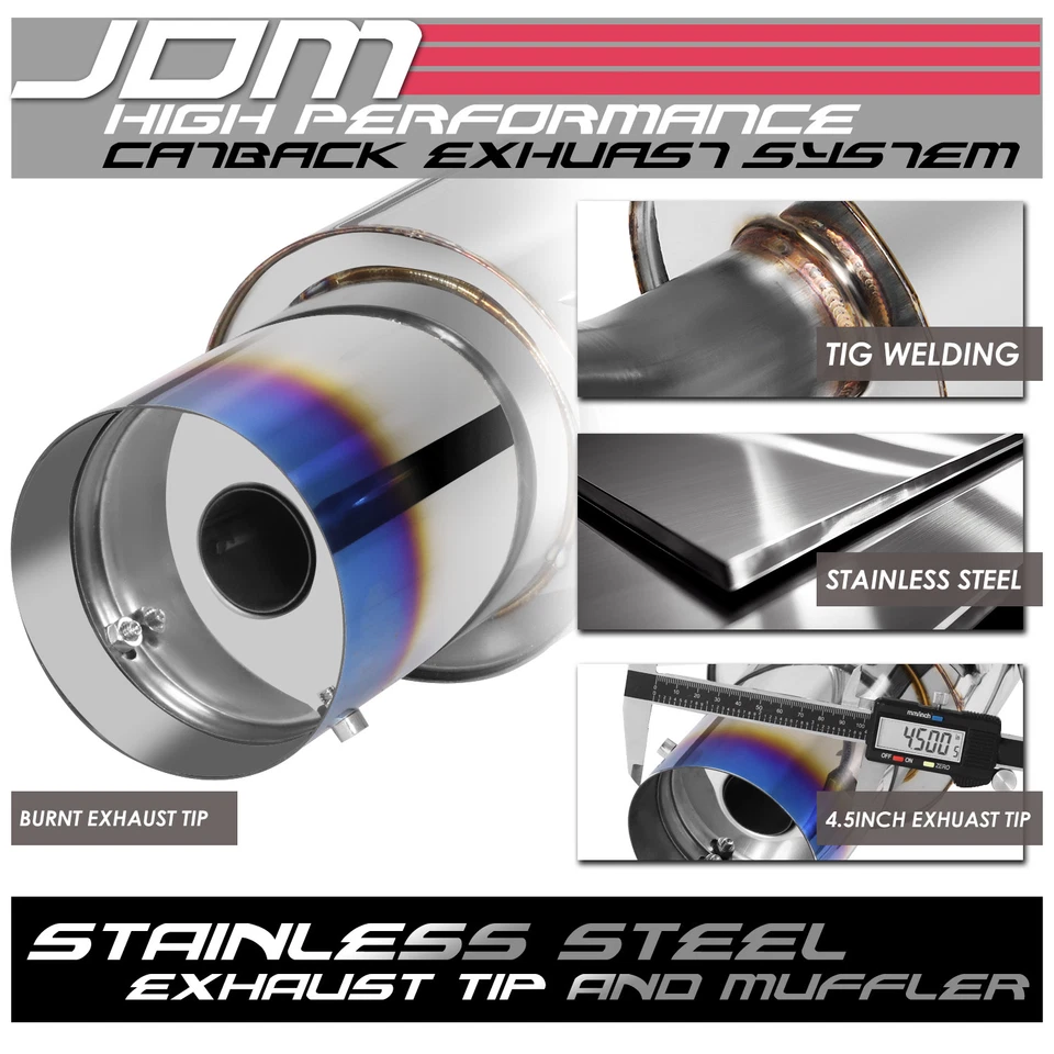 Выхлопная труба с горящим наконечником глушителя для 1994-2001 Integra GSR/Type-R DC1 DC2 4,5 дюйма - Изображение 2 из 4