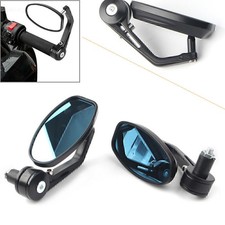 7/8" Aluminum Rear View Side Mirrors Handle Bar End Oval Black For Motorcycle