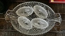 Collection 4 x Salt Holders Clear/Cut Glass + Glass Tray Vintage Look