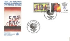 FIGHT AIDS, SIDA WORLDWIDE UNITED NATION GENEVE 1990 FDC