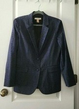Chico's Women's Floral Brocade Lined Jacket Blazer Coat Blue Size 1 M/8 
