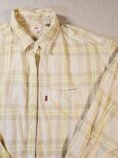 Levis Flannel Long Sleeve XL Button Up Shirt Yellow Brown Plaid