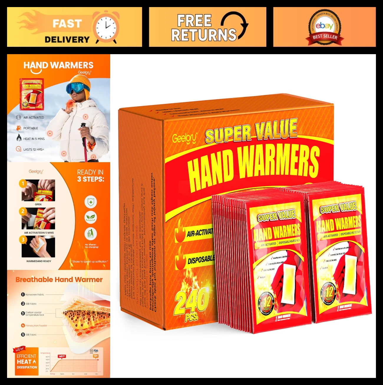 Disposable Hand Warmers - Long-Lasting 12 Hours, Portable Heat for Camping, Fish
Opens in a new wind